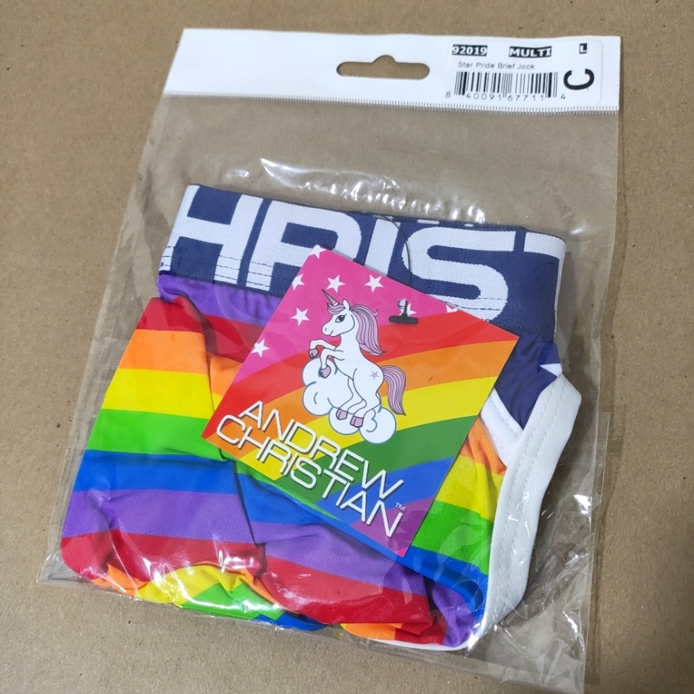 Andrew Christian Men's Star Pride Jock Brief Large #J - Picture 3 of 4